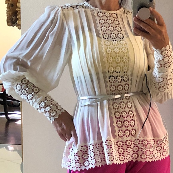 ZIMMERMANN silk + lace blouse IVORY size 6 - Picture 1 of 16